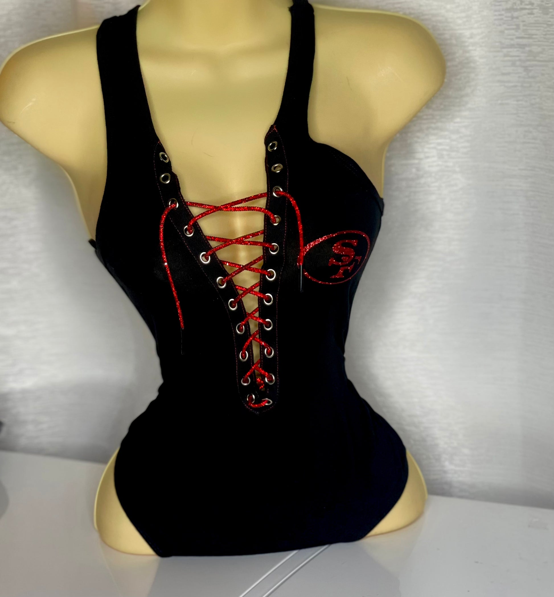 SF 49ers Black Bodysuit with a Glitter SF Lgoo