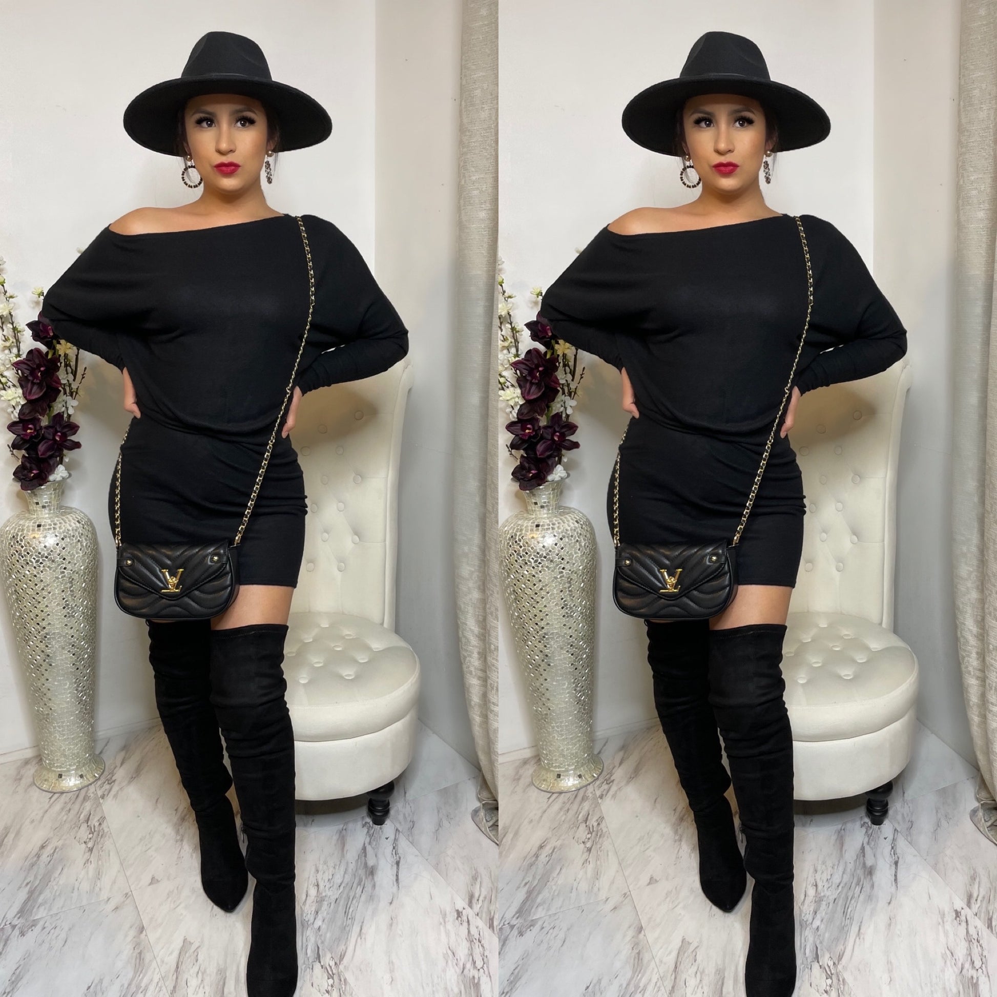 Two Way Shoulder Mini Dress