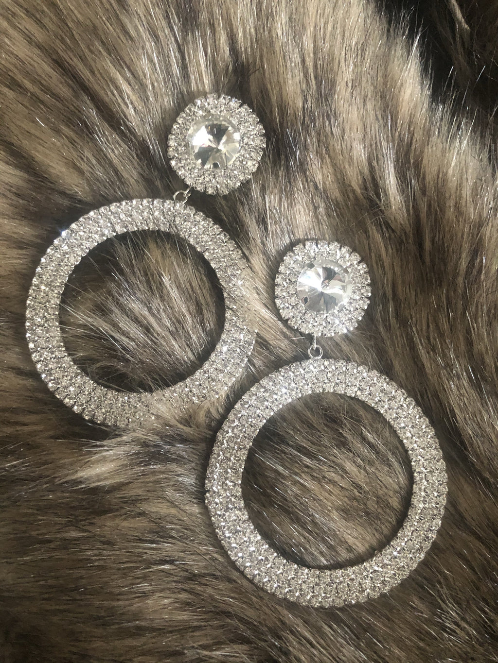 Lush Rhinestone Earrings - Silver - Hot L.A. Fashion 