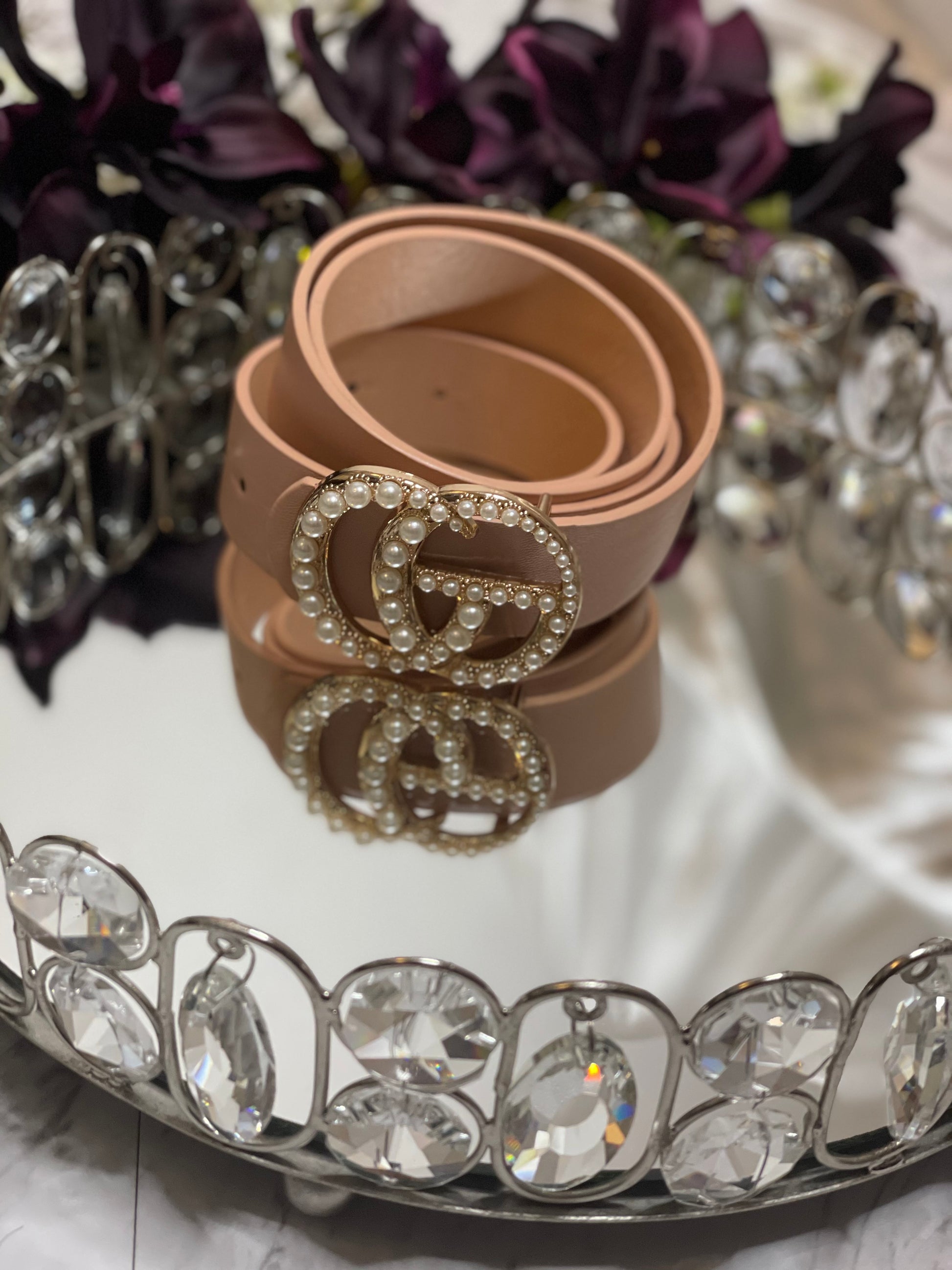 GG Drip Pearl Jean Belt - Blush