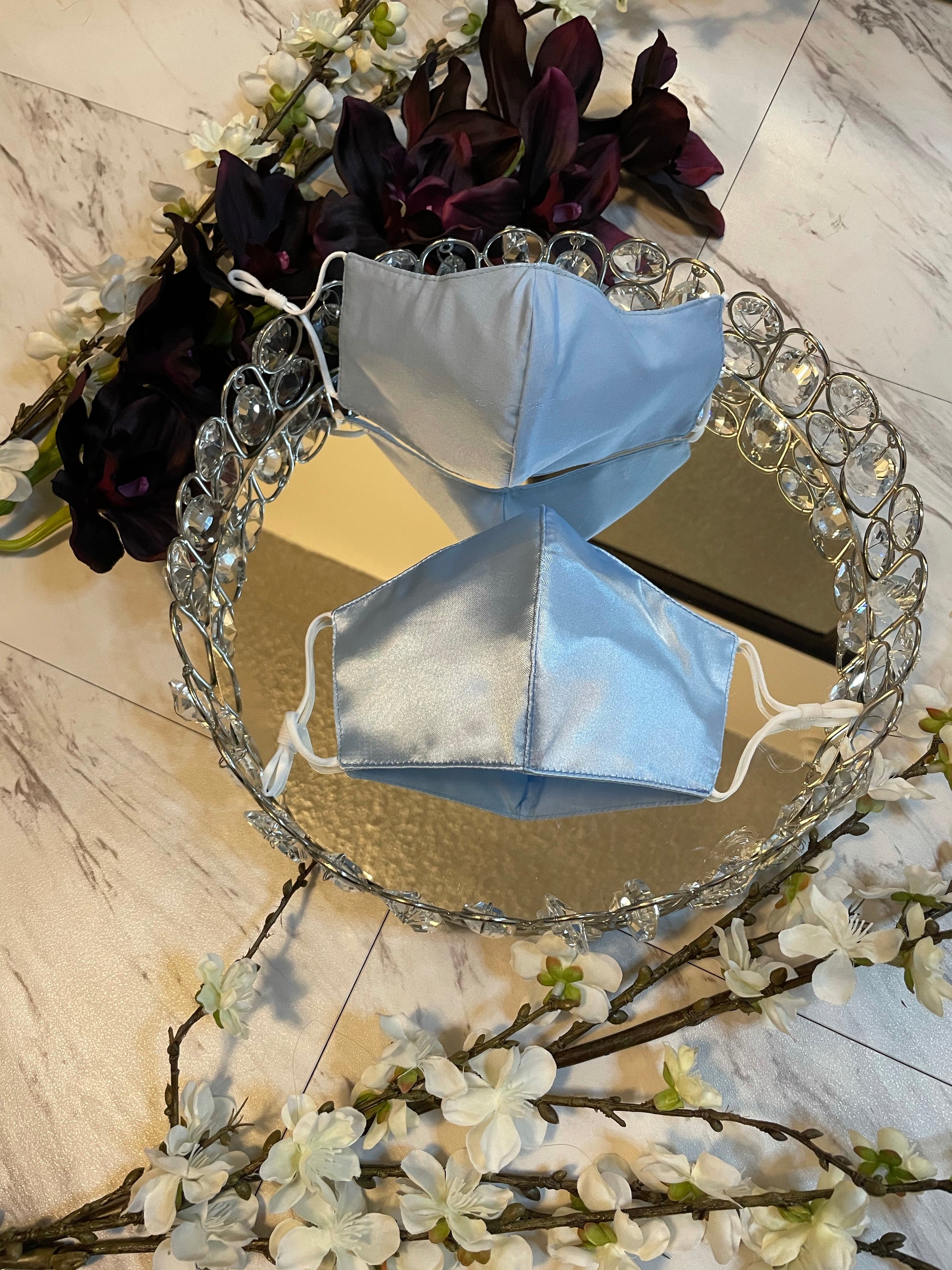 Satin Face Mask - Baby Blue