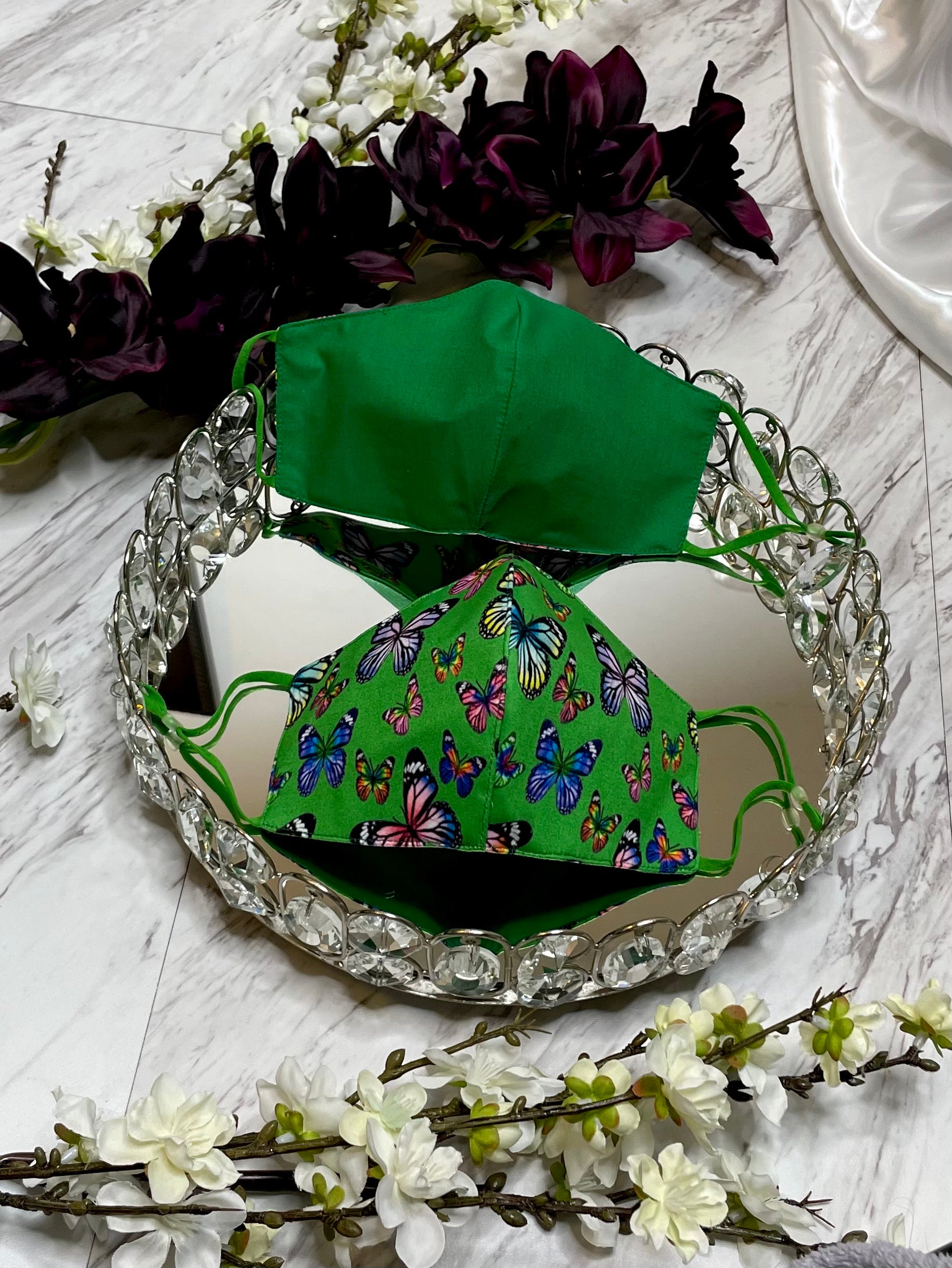 Butterflies Face Mask - Green