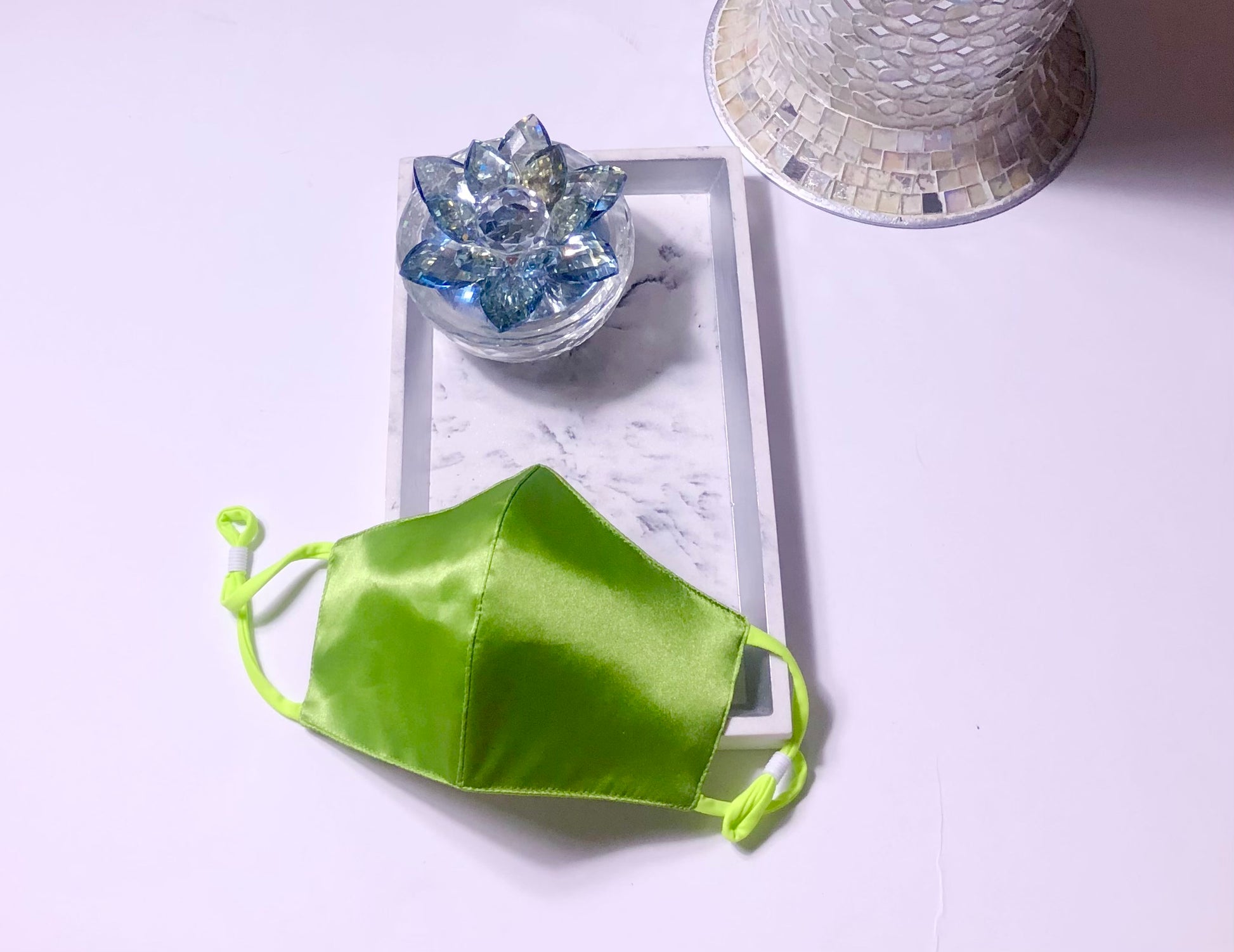 Satin Face Mask - Lime Green