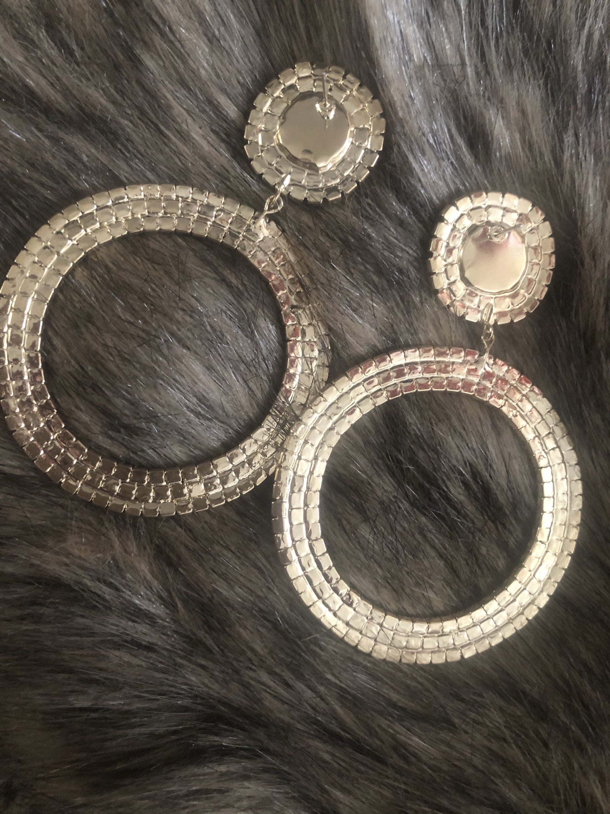 Lush Rhinestone Hoops - Gold - Hot L.A. Fashion 