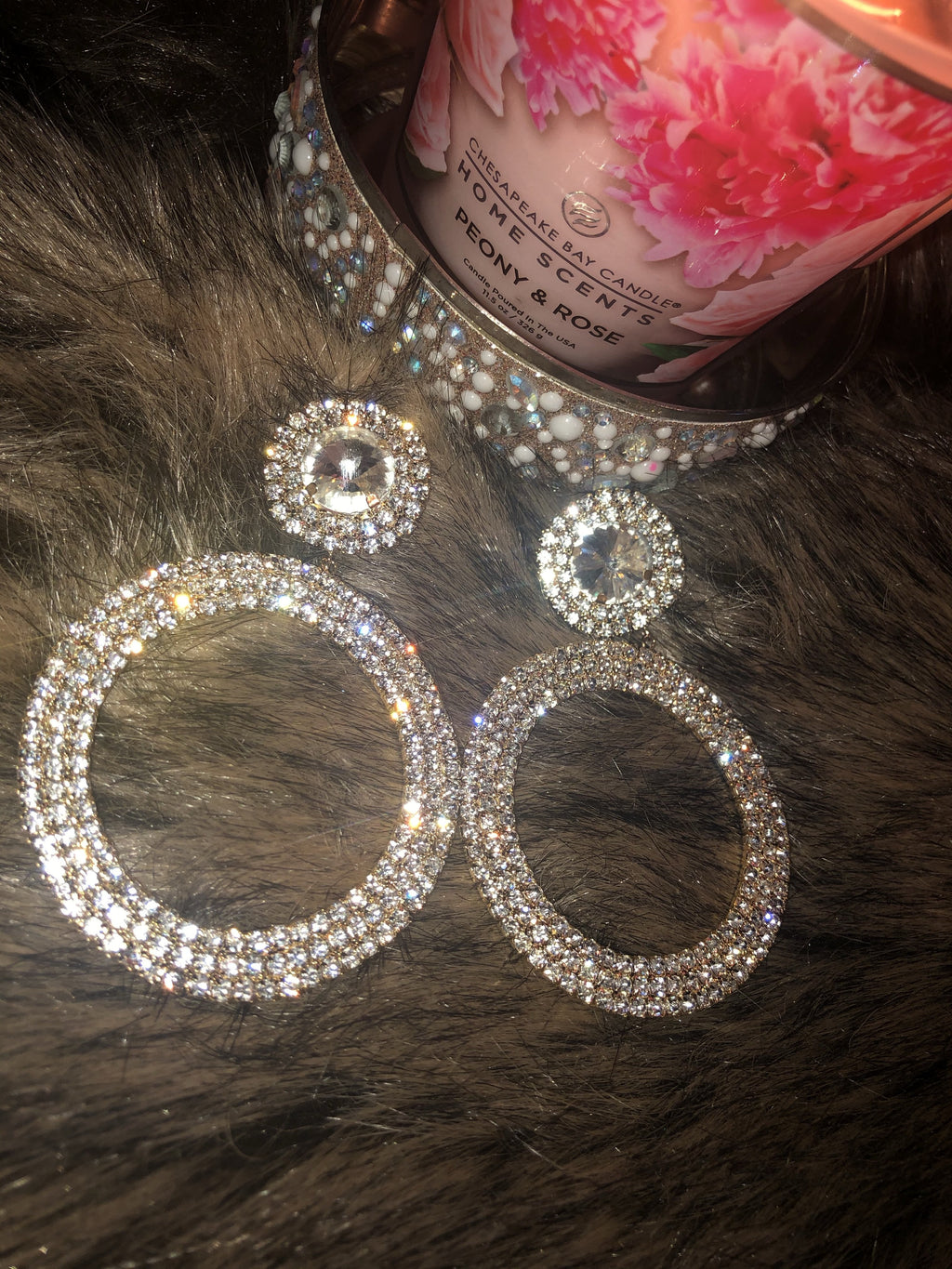 Lush Rhinestone Hoops - Gold - Hot L.A. Fashion 