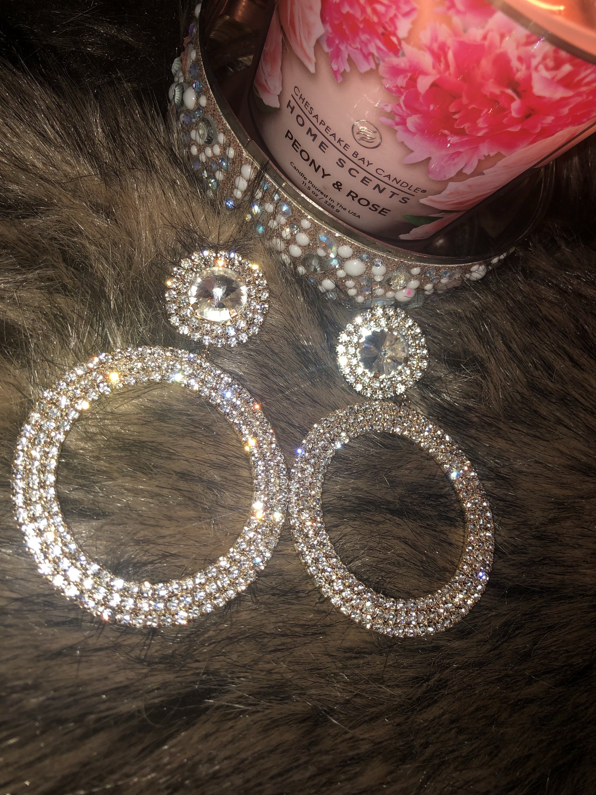 Lush Rhinestone Hoops - Gold - Hot L.A. Fashion 