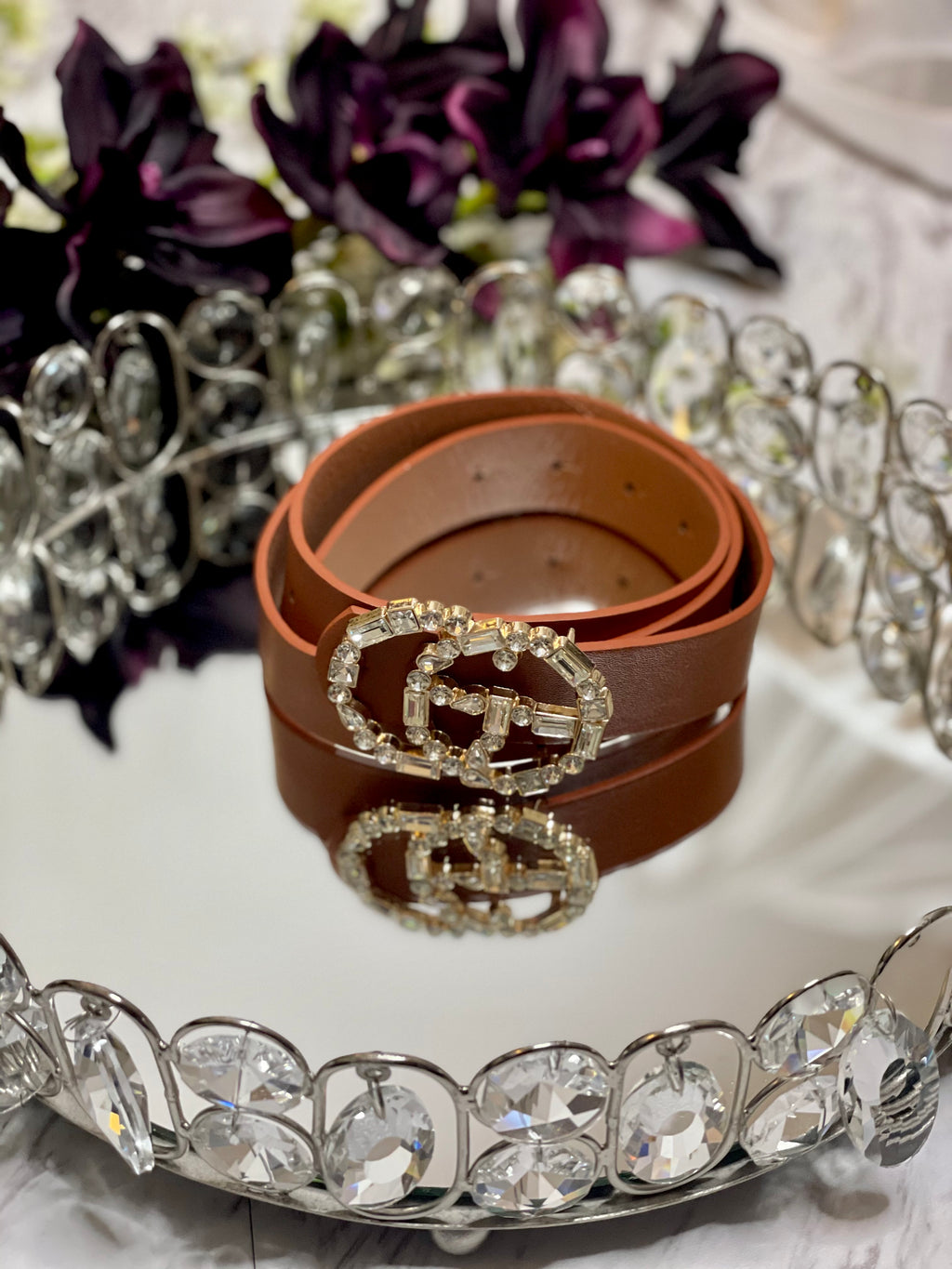 GG Drip Jewel Jean Belt - Cognac