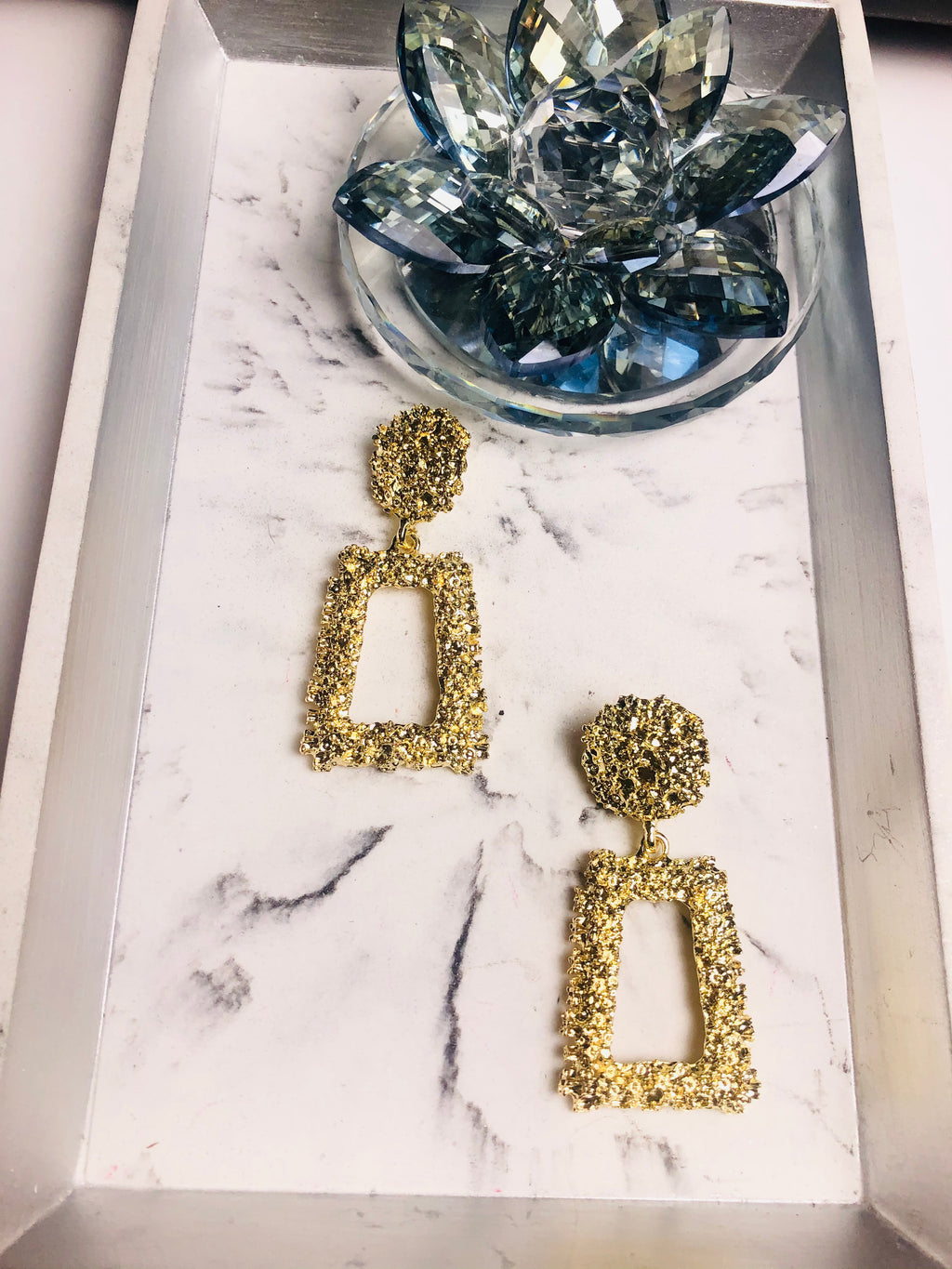Mia Rough Texture Earrings - Rectangle