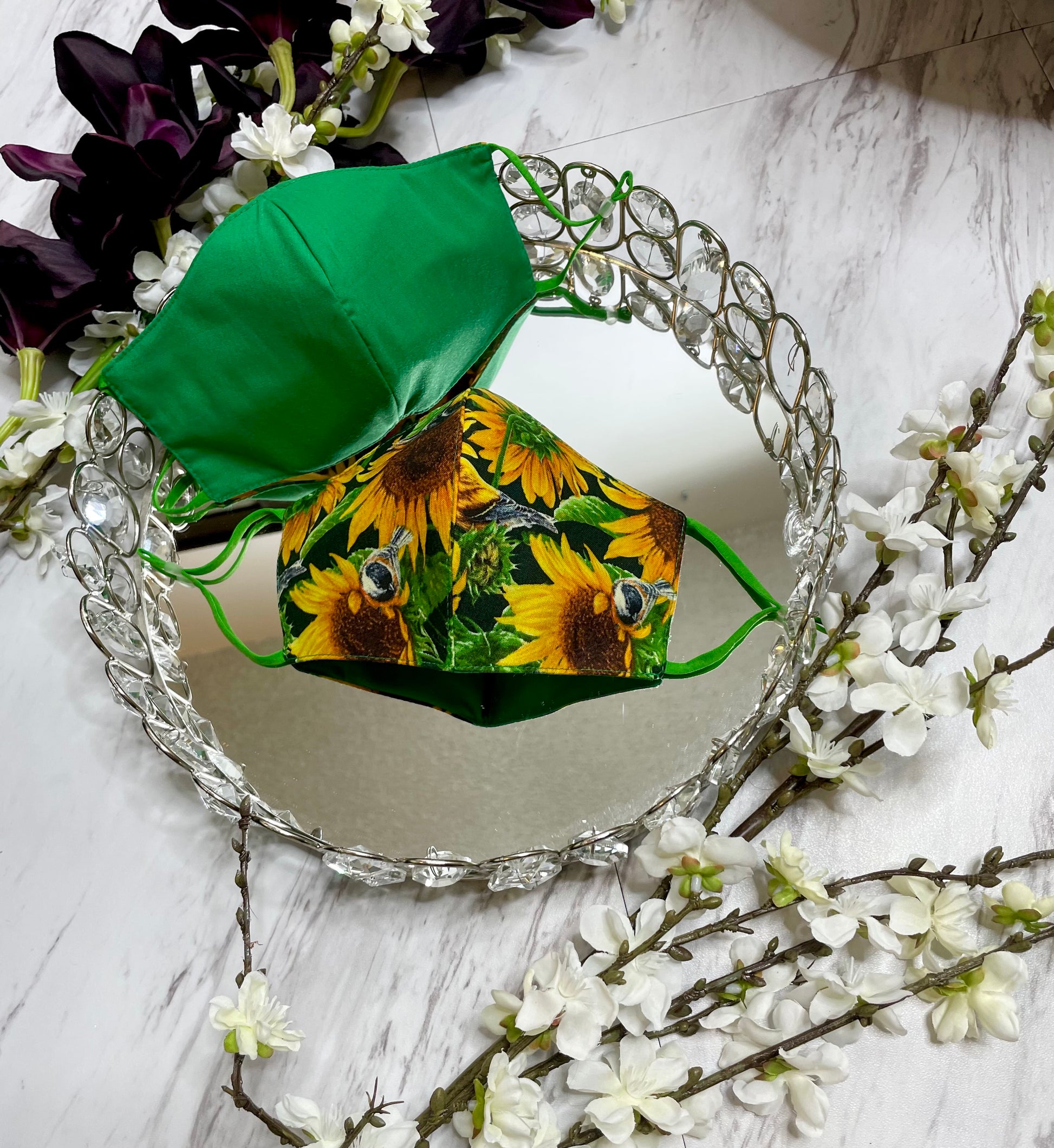 Sunflower Face Mask - Green