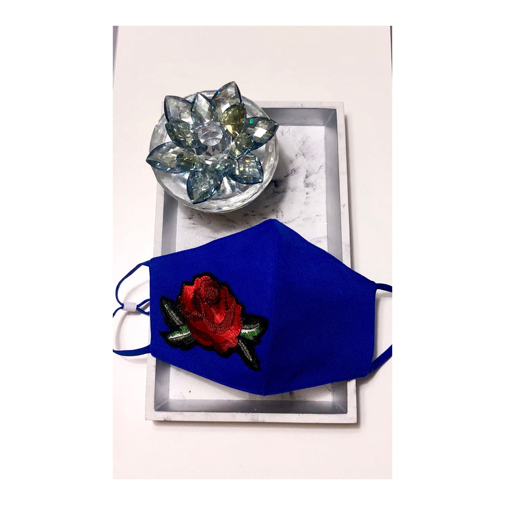 Face Mask - Red Rose (Royal Blue) - Hot L.A. Fashion 