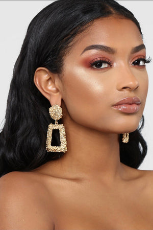 Mia Rough Texture Earrings - Rectangle