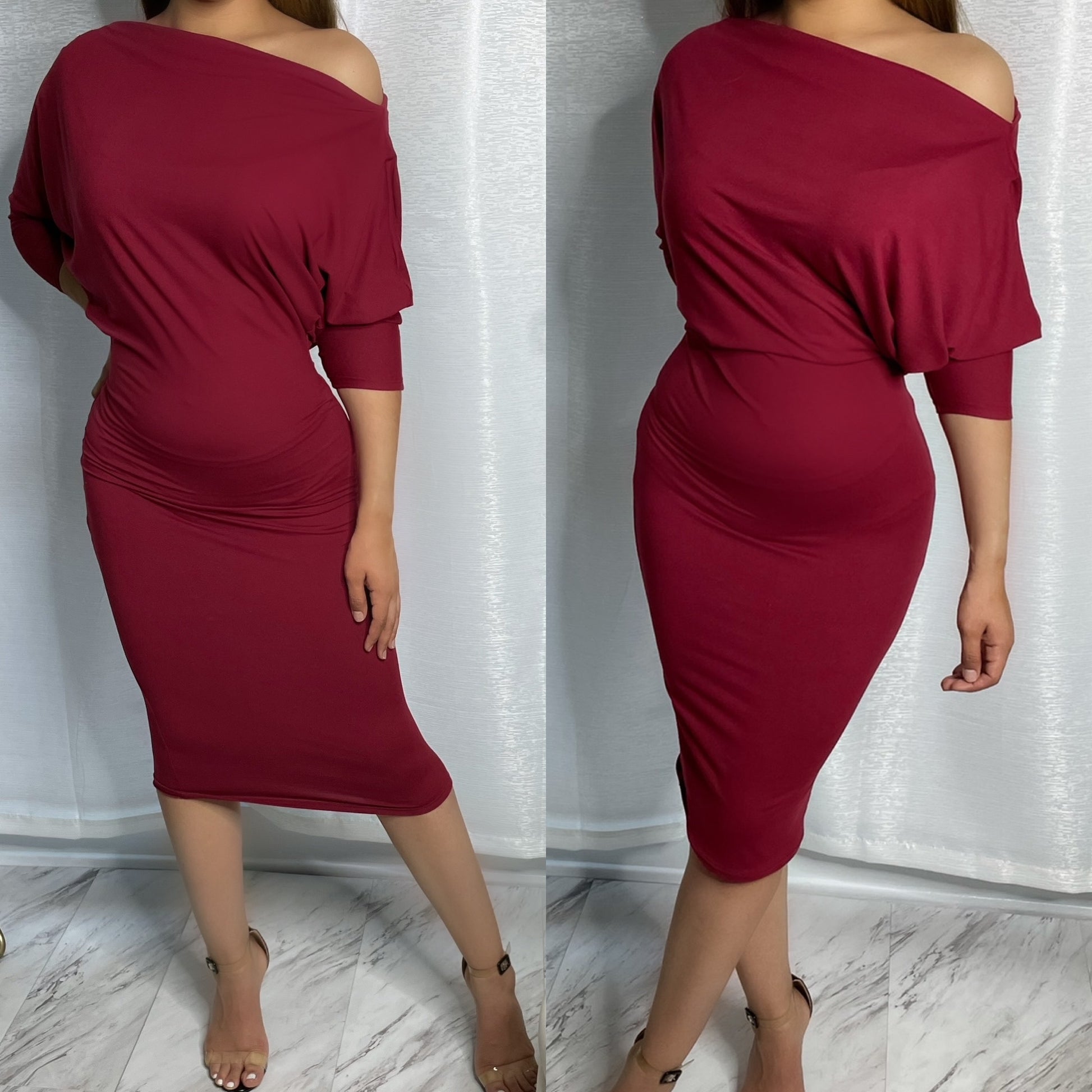 Boss Up Midi Dress - Burgundy