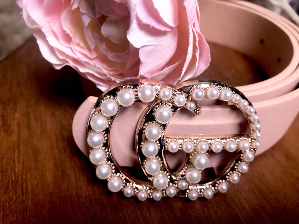 GG Drip Pearl Jean Belt - Blush - Hot L.A. Fashion 